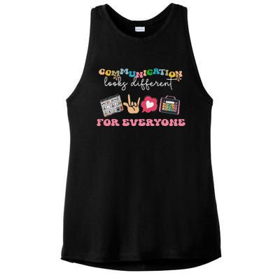 Communication Looks Different For Everyone Autism Awareness Ladies PosiCharge Tri-Blend Wicking Tank