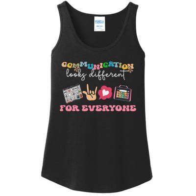 Communication Looks Different For Everyone Autism Awareness Ladies Essential Tank