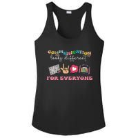 Communication Looks Different For Everyone Autism Awareness Ladies PosiCharge Competitor Racerback Tank