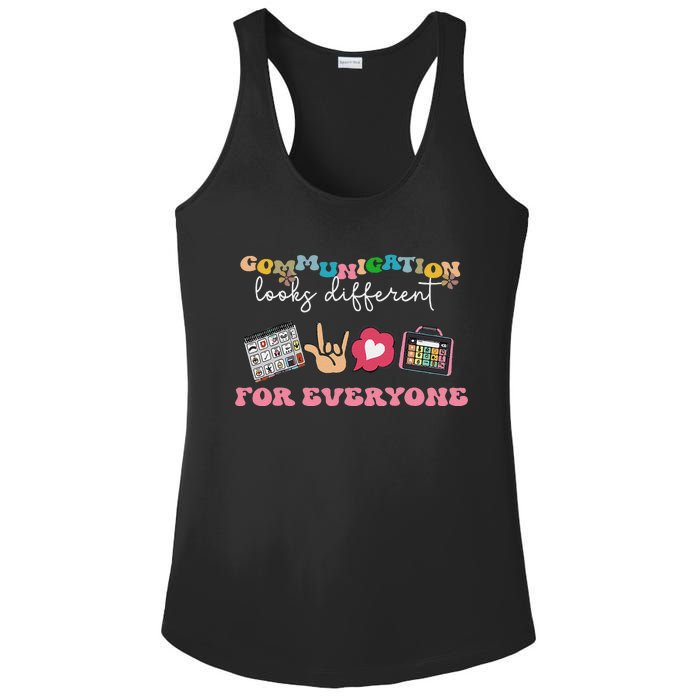 Communication Looks Different For Everyone Autism Awareness Ladies PosiCharge Competitor Racerback Tank