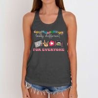 Communication Looks Different For Everyone Autism Awareness Women's Knotted Racerback Tank