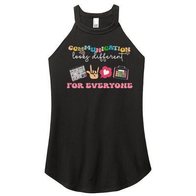 Communication Looks Different For Everyone Autism Awareness Women's Perfect Tri Rocker Tank