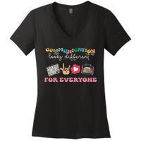 Communication Looks Different For Everyone Autism Awareness Women's V-Neck T-Shirt