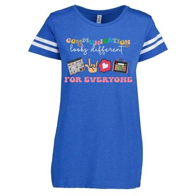 Communication Looks Different For Everyone Autism Awareness Enza Ladies Jersey Football T-Shirt