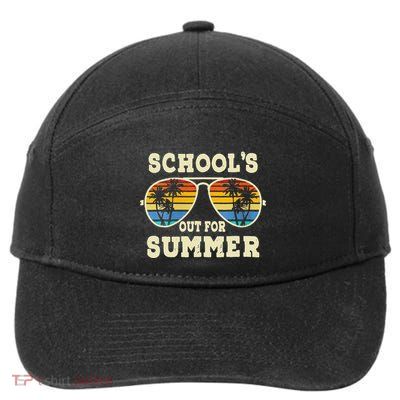 Cute Last Day Of School Schools Out For Summer Teacher Retro Gift 7-Panel Snapback Hat