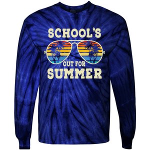 Cute Last Day Of School Schools Out For Summer Teacher Retro Gift Tie-Dye Long Sleeve Shirt