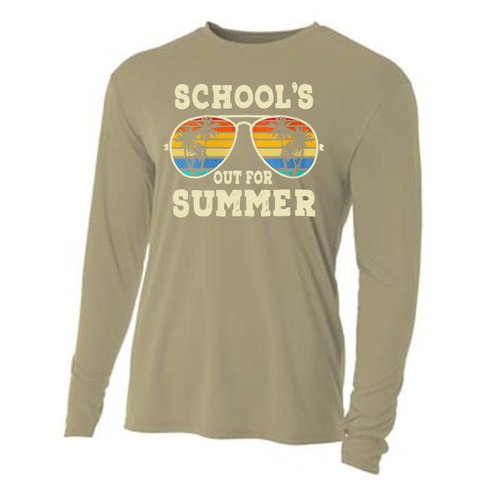 Cute Last Day Of School Schools Out For Summer Teacher Retro Gift Cooling Performance Long Sleeve Crew