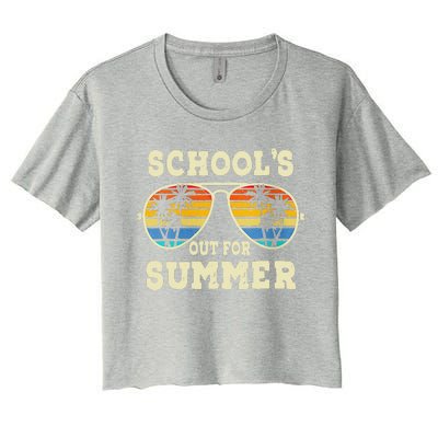 Cute Last Day Of School Schools Out For Summer Teacher Retro Gift Women's Crop Top Tee