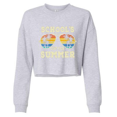 Cute Last Day Of School Schools Out For Summer Teacher Retro Gift Cropped Pullover Crew