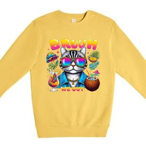 Cute Last Day Of School Year Summer Cat Bruh We Out Student Gift Premium Crewneck Sweatshirt