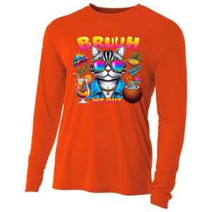 Cute Last Day Of School Year Summer Cat Bruh We Out Student Gift Cooling Performance Long Sleeve Crew