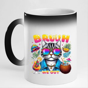 Cute Last Day Of School Year Summer Cat Bruh We Out Student Gift 11oz Black Color Changing Mug