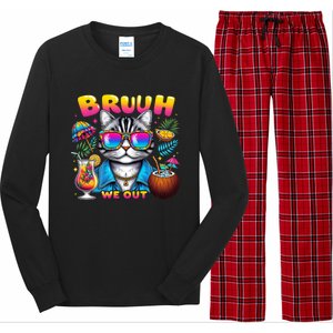 Cute Last Day Of School Year Summer Cat Bruh We Out Student Gift Long Sleeve Pajama Set