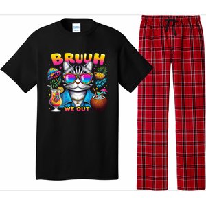 Cute Last Day Of School Year Summer Cat Bruh We Out Student Gift Pajama Set