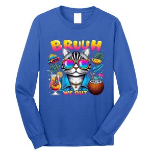 Cute Last Day Of School Year Summer Cat Bruh We Out Student Gift Long Sleeve Shirt