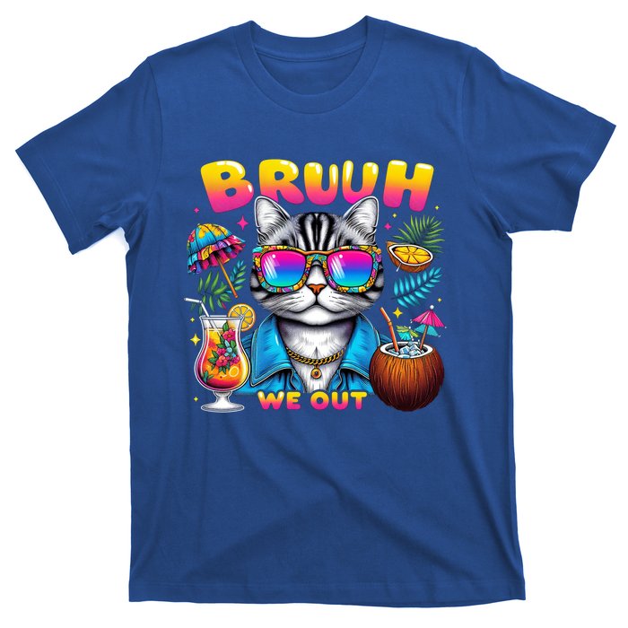 Cute Last Day Of School Year Summer Cat Bruh We Out Student Gift T-Shirt