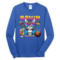 Cute Last Day Of School Year Summer Cat Bruh We Out Student Gift Tall Long Sleeve T-Shirt