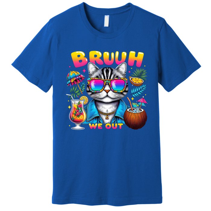 Cute Last Day Of School Year Summer Cat Bruh We Out Student Gift Premium T-Shirt