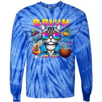 Cute Last Day Of School Year Summer Cat Bruh We Out Student Gift Tie-Dye Long Sleeve Shirt