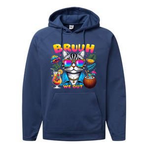 Cute Last Day Of School Year Summer Cat Bruh We Out Student Gift Performance Fleece Hoodie