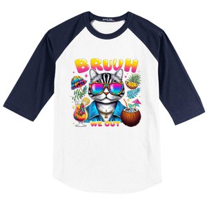 Cute Last Day Of School Year Summer Cat Bruh We Out Student Gift Baseball Sleeve Shirt