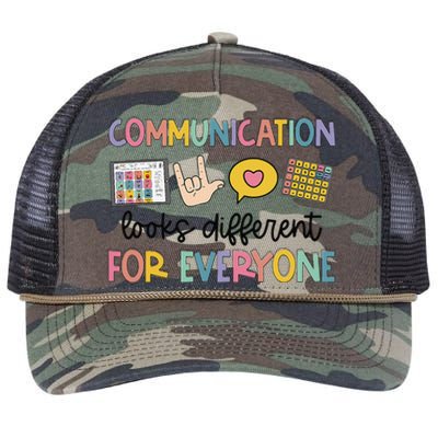 Communication Looks Different For Everyone Speech Therapy Gift Retro Rope Trucker Hat Cap