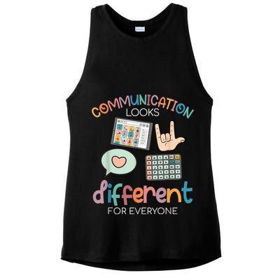 Communication Looks Different For Everyone Autism Awareness Ladies PosiCharge Tri-Blend Wicking Tank