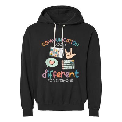 Communication Looks Different For Everyone Autism Awareness Garment-Dyed Fleece Hoodie