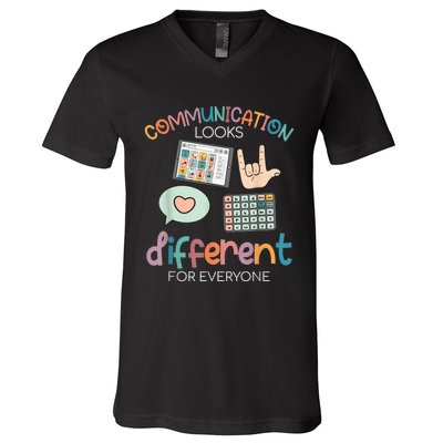 Communication Looks Different For Everyone Autism Awareness V-Neck T-Shirt