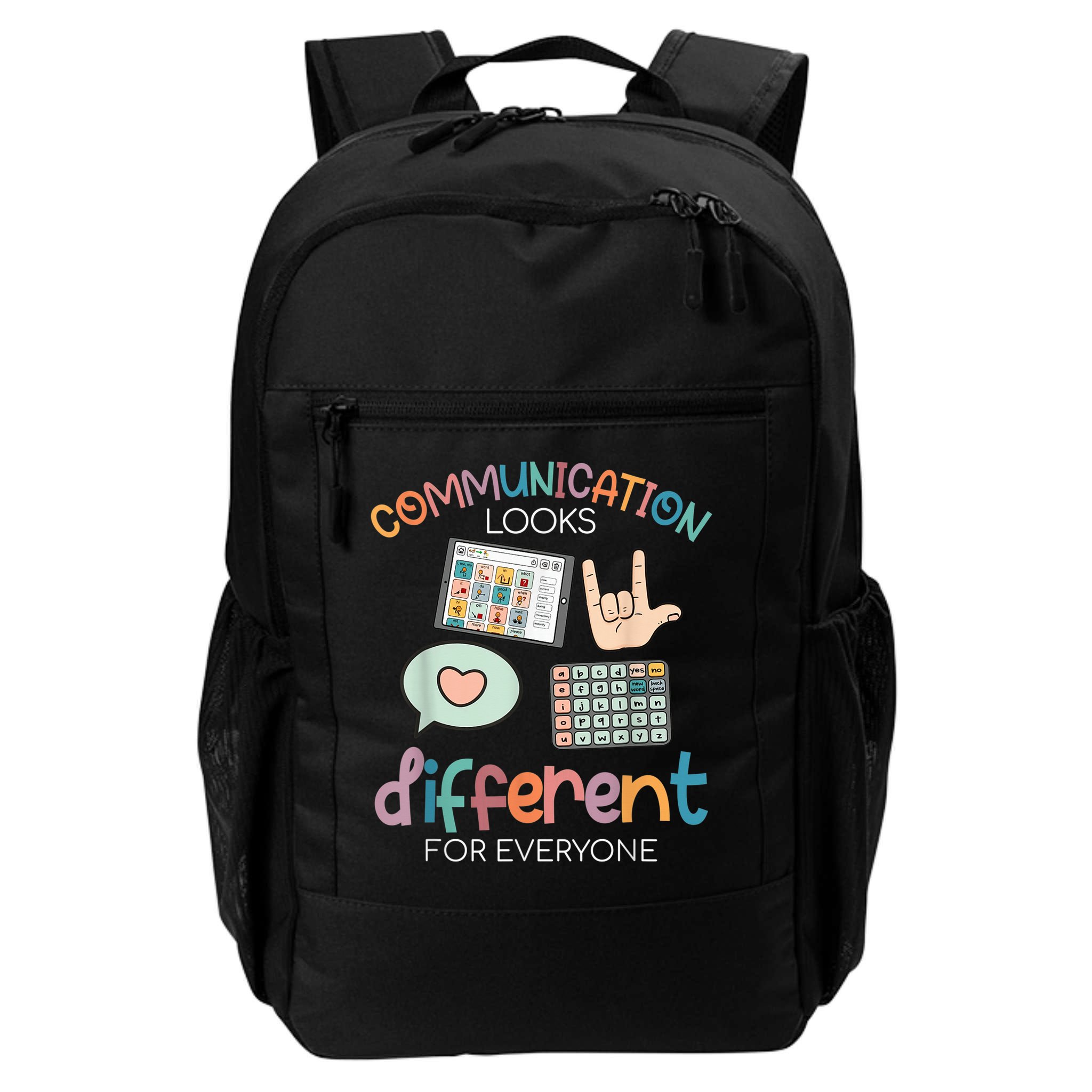 Communication Looks Different For Everyone Autism Awareness Backpack
