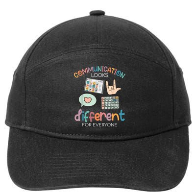 Communication Looks Different For Everyone Autism Awareness 7-Panel Snapback Hat