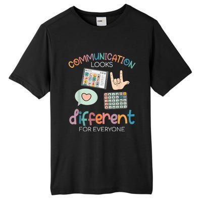 Communication Looks Different For Everyone Autism Awareness Tall Fusion ChromaSoft Performance T-Shirt