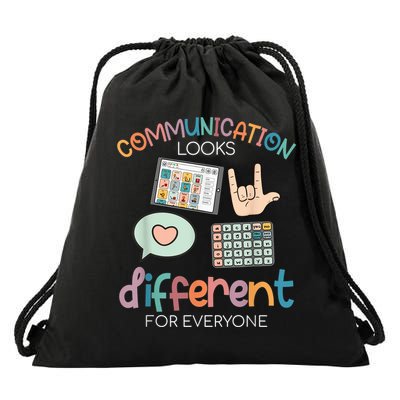Communication Looks Different For Everyone Autism Awareness Drawstring Bag
