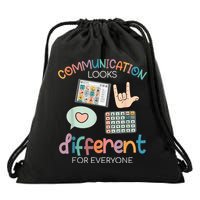 Communication Looks Different For Everyone Autism Awareness Drawstring Bag
