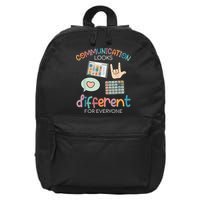 Communication Looks Different For Everyone Autism Awareness 16 in Basic Backpack