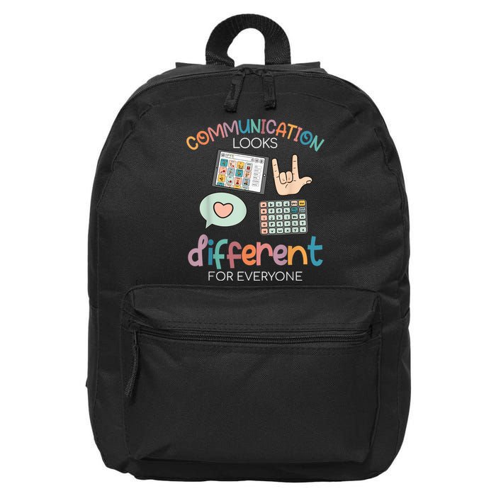 Communication Looks Different For Everyone Autism Awareness 16 in Basic Backpack