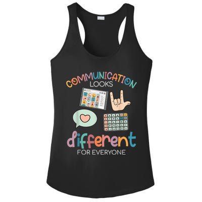 Communication Looks Different For Everyone Autism Awareness Ladies PosiCharge Competitor Racerback Tank