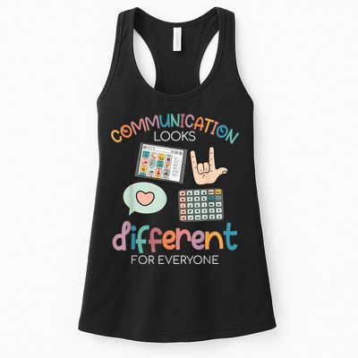 Communication Looks Different For Everyone Autism Awareness Womens Tank Top