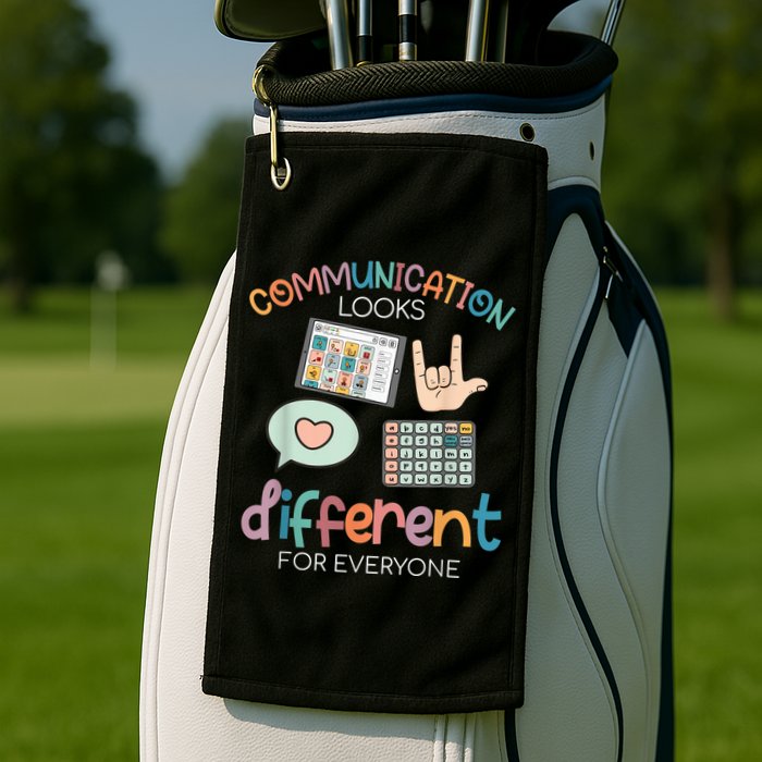 Communication Looks Different For Everyone Autism Awareness Golf Towel