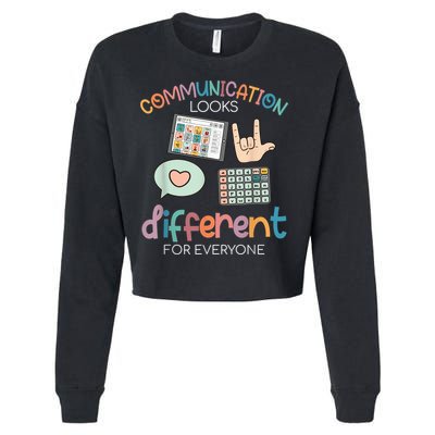 Communication Looks Different For Everyone Autism Awareness Cropped Pullover Crew