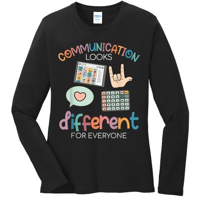 Communication Looks Different For Everyone Autism Awareness Ladies Long Sleeve Shirt