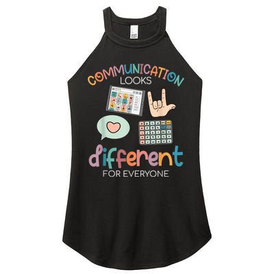 Communication Looks Different For Everyone Autism Awareness Women's Perfect Tri Rocker Tank