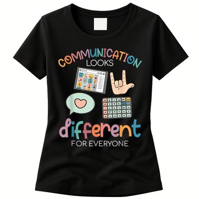 Communication Looks Different For Everyone Autism Awareness Womens T-Shirt
