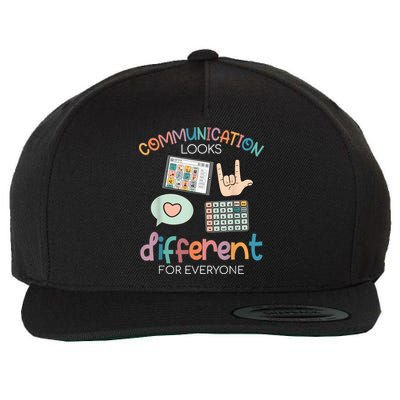 Communication Looks Different For Everyone Autism Awareness Wool Snapback Cap