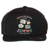 Communication Looks Different For Everyone Autism Awareness Wool Snapback Cap