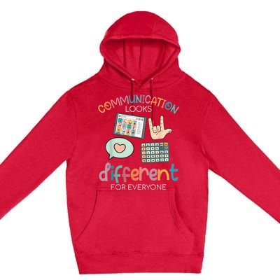 Communication Looks Different For Everyone Autism Awareness Premium Pullover Hoodie