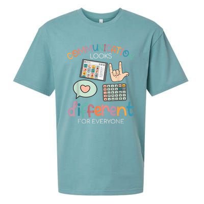 Communication Looks Different For Everyone Autism Awareness Sueded Cloud Jersey T-Shirt