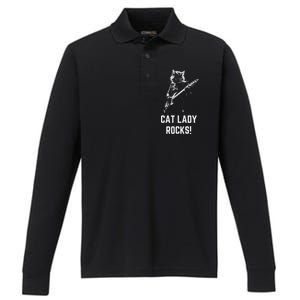 Cat Lady Design Kamala Harris Performance Long Sleeve Polo