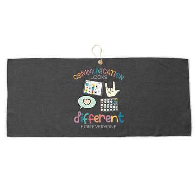 Communication Looks Different For Everyone Autism Awareness Large Microfiber Waffle Golf Towel