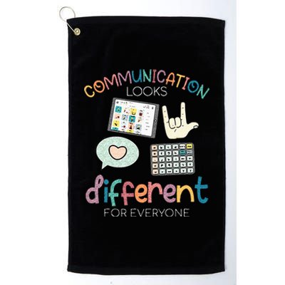 Communication Looks Different For Everyone Autism Awareness Platinum Collection Golf Towel